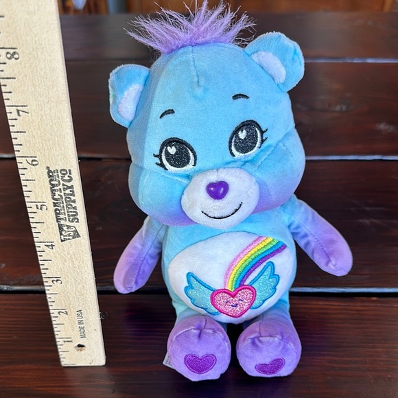 Charming Blue and Purple Stuffed Care Bear with Rainbow Heart - Picture 5 of 8
